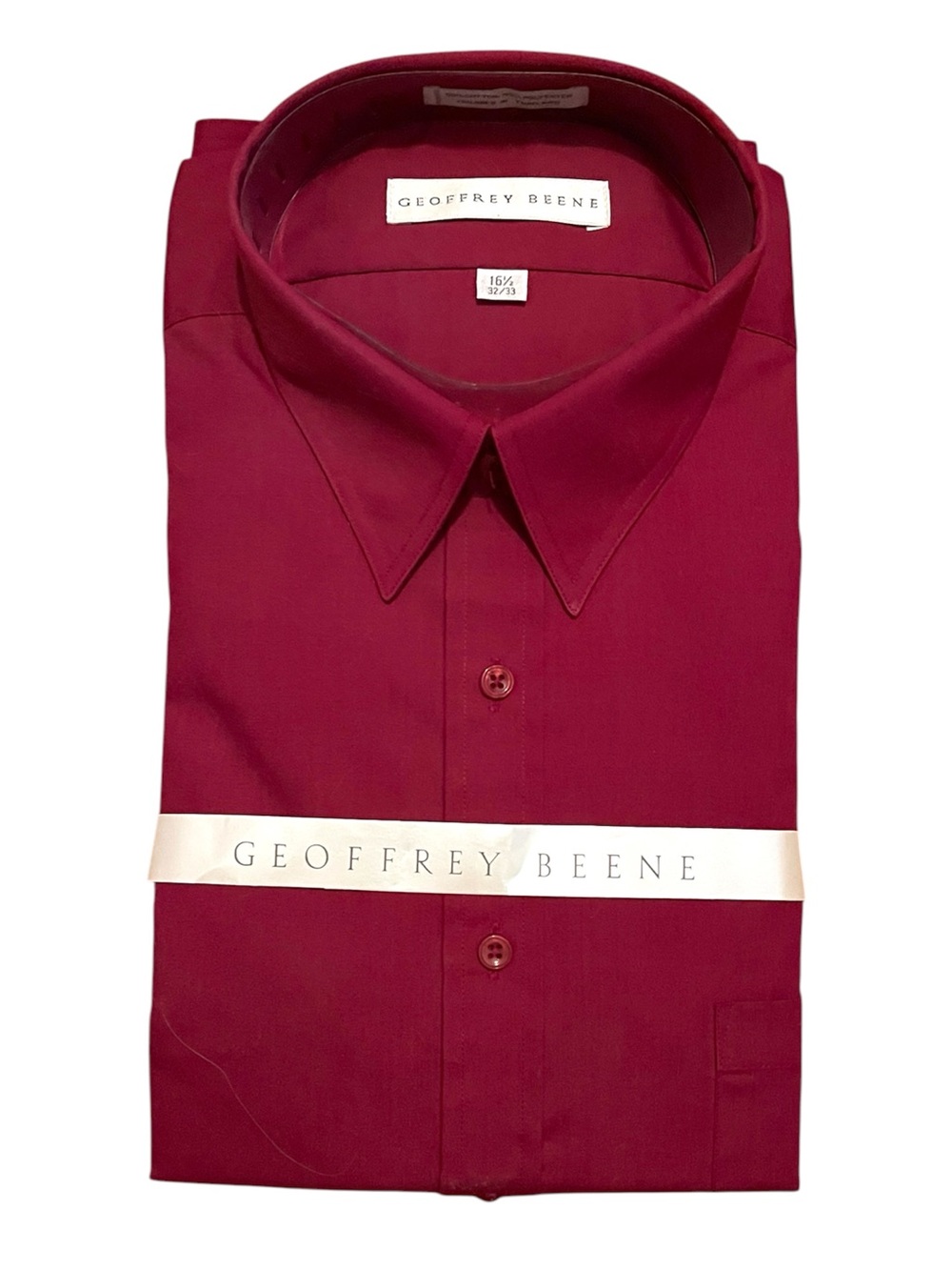 Geoffrey Beene Burgundy Dress Shirt 16.5 32/33 NWT Original Tags